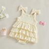 image:imageKuriozud Newborn Baby Girl Summer Clothes Ruffle Bow Dress Romper Jumpsuit One Piece Outfit Cute Infant Girl ClothingRibbed Apricot