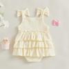 image:imageKuriozud Newborn Baby Girl Summer Clothes Ruffle Bow Dress Romper Jumpsuit One Piece Outfit Cute Infant Girl ClothingRibbed Apricot