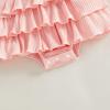 image:imageKuriozud Newborn Baby Girl Summer Clothes Ruffle Bow Dress Romper Jumpsuit One Piece Outfit Cute Infant Girl ClothingRibbed Pink