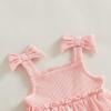 image:imageKuriozud Newborn Baby Girl Summer Clothes Ruffle Bow Dress Romper Jumpsuit One Piece Outfit Cute Infant Girl ClothingRibbed Pink