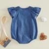 image:imageKuriozud Newborn Baby Girl Summer Clothes Ruffle Smocked Romper Jumpsuit One Piece Outfit Cute Infant Girl ClothingDenim Blue