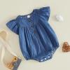 image:imageKuriozud Newborn Baby Girl Summer Clothes Ruffle Smocked Romper Jumpsuit One Piece Outfit Cute Infant Girl ClothingDenim Blue