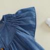 image:imageKuriozud Newborn Baby Girl Summer Clothes Ruffle Smocked Romper Jumpsuit One Piece Outfit Cute Infant Girl ClothingDenim Blue
