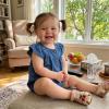 image:imageKuriozud Newborn Baby Girl Summer Clothes Ruffle Smocked Romper Jumpsuit One Piece Outfit Cute Infant Girl ClothingDenim Blue