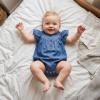 image:imageKuriozud Newborn Baby Girl Summer Clothes Ruffle Smocked Romper Jumpsuit One Piece Outfit Cute Infant Girl ClothingDenim Blue