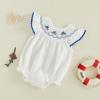 image:imageKuriozud Newborn Baby Girl Summer Clothes Ruffle Smocked Romper Jumpsuit One Piece Outfit Cute Infant Girl ClothingSwordfish White