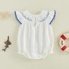 image:imageKuriozud Newborn Baby Girl Summer Clothes Ruffle Smocked Romper Jumpsuit One Piece Outfit Cute Infant Girl ClothingSwordfish White