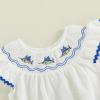 image:imageKuriozud Newborn Baby Girl Summer Clothes Ruffle Smocked Romper Jumpsuit One Piece Outfit Cute Infant Girl ClothingSwordfish White