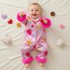 image:imageKuriozud Newborn Baby Girl Valentines Pajamas Fuzzy Trim Long Sleeve Button Romper Pjs Cute Baby Girl SleepwearHeart Rose Red