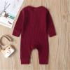 image:imageKuriozud Newborn Infant Unisex Baby Boy Girl Clothes Button Romper Jumpsuit Basic One Piece OutfitsLong Sleeve One Piece Wine Red