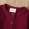 image:imageKuriozud Newborn Infant Unisex Baby Boy Girl Clothes Button Romper Jumpsuit Basic One Piece OutfitsLong Sleeve One Piece Wine Red