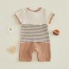 image:imageKuriozud Newborn Infant Unisex Baby Boy Girl Clothes Button Romper Jumpsuit Basic One Piece OutfitsWaffle Color Block Apricot