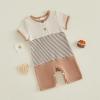 image:imageKuriozud Newborn Infant Unisex Baby Boy Girl Clothes Button Romper Jumpsuit Basic One Piece OutfitsWaffle Color Block Apricot