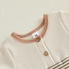 image:imageKuriozud Newborn Infant Unisex Baby Boy Girl Clothes Button Romper Jumpsuit Basic One Piece OutfitsWaffle Color Block Apricot