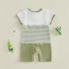 image:imageKuriozud Newborn Infant Unisex Baby Boy Girl Clothes Button Romper Jumpsuit Basic One Piece OutfitsWaffle Color Block Green