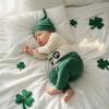 image:imageKuriozud St Patricks Day Baby Boy Outfit First St Patricks Day Romper and Shamrock Pants Set with Hat 3Pcs Spring ClothesLucky Little Dude Green