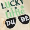 image:imageKuriozud St Patricks Day Baby Boy Outfit First St Patricks Day Romper and Shamrock Pants Set with Hat 3Pcs Spring ClothesLucky Little Dude Green
