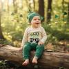image:imageKuriozud St Patricks Day Baby Boy Outfit First St Patricks Day Romper and Shamrock Pants Set with Hat 3Pcs Spring ClothesLucky Little Dude Green
