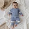 image:imageKuriozud Toddler Baby Boy Fall Winter Clothes Long Sleeve Crewneck Pullover Sweatshirt Jogger Pants Set 2 Piece OutfitWaffle Color Block Blue
