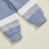image:imageKuriozud Toddler Baby Boy Fall Winter Clothes Long Sleeve Crewneck Pullover Sweatshirt Jogger Pants Set 2 Piece OutfitWaffle Color Block Blue