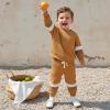 image:imageKuriozud Toddler Baby Boy Fall Winter Clothes Long Sleeve Crewneck Pullover Sweatshirt Jogger Pants Set 2 Piece OutfitWaffle Color Block Brown