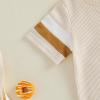 image:imageKuriozud Toddler Baby Boy Summer Outfit Short Sleeve T Shirt Shorts Set 6 12 18 24 Months 2T 3T 4T Baby Neutral ClothesWaffle Color Block Apricot