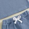 image:imageKuriozud Toddler Baby Boy Summer Outfit Short Sleeve T Shirt Shorts Set 6 12 18 24 Months 2T 3T 4T Baby Neutral ClothesWaffle Color Block Blue