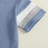 image:imageKuriozud Toddler Baby Boy Summer Outfit Short Sleeve T Shirt Shorts Set 6 12 18 24 Months 2T 3T 4T Baby Neutral ClothesWaffle Color Block Blue