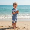 image:imageKuriozud Toddler Baby Boy Summer Outfit Short Sleeve T Shirt Shorts Set 6 12 18 24 Months 2T 3T 4T Baby Neutral ClothesWaffle Color Block Blue