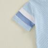 image:imageKuriozud Toddler Baby Boy Summer Outfit Short Sleeve T Shirt Shorts Set 6 12 18 24 Months 2T 3T 4T Baby Neutral ClothesWaffle Color Block Light Blue
