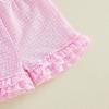image:imageKuriozud Toddler Baby Girl Clothes Cute Bow Ruffle Shirts Top Shorts Set 2 Piece Summer OutfitsBow Crayfish Pink