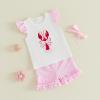image:imageKuriozud Toddler Baby Girl Clothes Cute Bow Ruffle Shirts Top Shorts Set 2 Piece Summer OutfitsBow Crayfish Pink