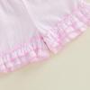 image:imageKuriozud Toddler Baby Girl Clothes Cute Bow Ruffle Shirts Top Shorts Set 2 Piece Summer OutfitsBow Pink