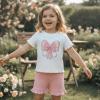 image:imageKuriozud Toddler Baby Girl Clothes Cute Bow Short Sleeve T Shirts Top Ruffle Shorts Set 2 Piece Summer OutfitsBow Love Dad White