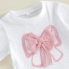 image:imageKuriozud Toddler Baby Girl Clothes Cute Bow Short Sleeve T Shirts Top Ruffle Shorts Set 2 Piece Summer OutfitsBow Love Dad White
