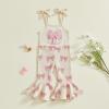 image:imageKuriozud Toddler Baby Girl Clothes Cute Sleeveless Halter Romper Spaghetti Strap Jumpsuit Summer Bell Bottom OutfitBow Love Aunt Khaki