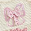 image:imageKuriozud Toddler Baby Girl Clothes Cute Sleeveless Halter Romper Spaghetti Strap Jumpsuit Summer Bell Bottom OutfitBow Love Aunt Khaki