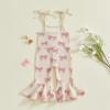 image:imageKuriozud Toddler Baby Girl Clothes Cute Sleeveless Halter Romper Spaghetti Strap Jumpsuit Summer Bell Bottom OutfitBow Love Dad Khaki