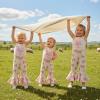 image:imageKuriozud Toddler Baby Girl Clothes Cute Sleeveless Halter Romper Spaghetti Strap Jumpsuit Summer Bell Bottom OutfitBow Love Dad Khaki