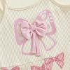 image:imageKuriozud Toddler Baby Girl Clothes Cute Sleeveless Halter Romper Spaghetti Strap Jumpsuit Summer Bell Bottom OutfitBow Love Dad Khaki