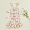 image:imageKuriozud Toddler Baby Girl Clothes Cute Sleeveless Halter Romper Spaghetti Strap Jumpsuit Summer Bell Bottom OutfitBow Love Dad Khaki