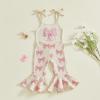 image:imageKuriozud Toddler Baby Girl Clothes Cute Sleeveless Halter Romper Spaghetti Strap Jumpsuit Summer Bell Bottom OutfitBow Love Mom Khaki