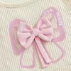 image:imageKuriozud Toddler Baby Girl Clothes Cute Sleeveless Halter Romper Spaghetti Strap Jumpsuit Summer Bell Bottom OutfitBow Love Mom Khaki