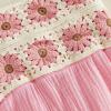image:imageKuriozud Toddler Baby Girl Clothes Cute Sleeveless Halter Romper Spaghetti Strap Jumpsuit Summer Bell Bottom OutfitCrochet Flower Pink