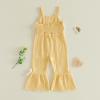 image:imageKuriozud Toddler Baby Girl Clothes Cute Sleeveless Halter Romper Spaghetti Strap Jumpsuit Summer Bell Bottom OutfitCrochet Flower Yellow