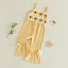 image:imageKuriozud Toddler Baby Girl Clothes Cute Sleeveless Halter Romper Spaghetti Strap Jumpsuit Summer Bell Bottom OutfitCrochet Flower Yellow