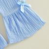 image:imageKuriozud Toddler Baby Girl Clothes Cute Sleeveless Halter Romper Spaghetti Strap Jumpsuit Summer Bell Bottom OutfitCrochet Striped Blue