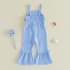 image:imageKuriozud Toddler Baby Girl Clothes Cute Sleeveless Halter Romper Spaghetti Strap Jumpsuit Summer Bell Bottom OutfitCrochet Striped Blue