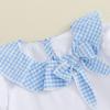 image:imageKuriozud Toddler Baby Girl Clothes Doll Collar Short Sleeve Shirts Top Ruffle Shorts Set Cute 2 Piece Summer OutfitsPlaid Bow Blue