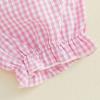image:imageKuriozud Toddler Baby Girl Clothes Doll Collar Short Sleeve Shirts Top Ruffle Shorts Set Cute 2 Piece Summer OutfitsPlaid Bow Pink